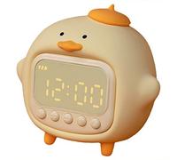 Reloj despertador de pato, luz de noche LED, luz de despertar lindo patito, lámpara portátil de silicona suave, luz nocturna recargable USB, amarillo