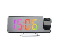 Reloj despertador de proyección con proyector LED y pantalla, reloj digital de techo o pared alimentado por USB para mesita de noche de dormitorio, ajustable multicolor (luz de color)