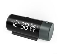 Reloj despertador de proyección con USB para puerto, pantalla giratoria de 180°, monitor de temperatura, 4 niveles de brillo, proyector de techo de pared de noche de plástico, 15 x 5,5 x 6 cm