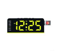 Reloj despertador de proyección LED con pantalla giratoria, pantalla LED multifuncional que muestra la hora, fecha, temperatura y día de la semana, repetición ajustable, para uso en mesita de noche