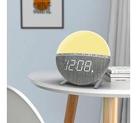 Reloj despertador de salida del sol, luz de despertador con reloj despertador digital, luz nocturna LED, ayuda para dormir, repetición, luz de día, 7 colores, 8 sonidos naturales