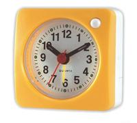 Reloj despertador de viaje de formato pequeño con interruptor de luz silenciosa, botón de repetición y 4 sonidos de alarma secuencialmente más fuertes para un tiempo de activación predecible (amarillo