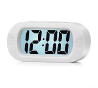 Reloj despertador de viaje para niños con pantalla LCD jumbo y retroiluminación, perfecto para uso doméstico u oficina (blanco)