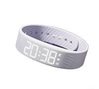 Reloj despertador de vibración silenciosa con monitor de sueño, pulsera inteligente impermeable IP65, calorías de paso, correa de fitness recargable por USB para silencio para despertar (blanco)