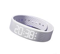 Reloj despertador de vibración silenciosa para despertar, con análisis del sueño, cronómetro y contador de pasos en correa de silicona (blanco)