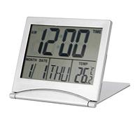 Reloj despertador digital, calendario de alarma plegable portátil, temperatura y temporizador, reloj LCD con modo de repetición con retroiluminación azul suave, reloj de escritorio para todas las edad