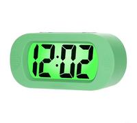 Reloj despertador digital compacto con números jumbo, botón de repetición y retroiluminación suave para una fácil visualización (verde)