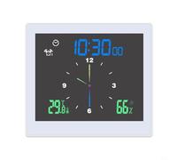 Reloj despertador digital compacto impermeable con lecturas de temperatura/humedad y dos ajustes de alarma para mayor comodidad (blanco)