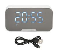 Reloj despertador digital con altavoz Bluetooth, función de manos libres, espejo, pantalla LED, doble alarma, brillo de pantalla ajustable,