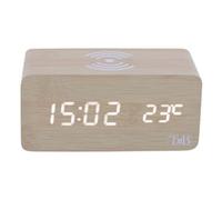 Reloj despertador digital con carga inalámbrica 10 W, termómetro y 3 alarmas