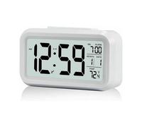 Reloj despertador digital con luz inteligente, funciona con batería recargable, funcionamiento silencioso, función de repetición de alarma,