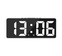 Reloj despertador digital con pantalla de temperatura ambiente, despertar con aplausos o toque, iluminación ajustable, no molestar, formato de hora de 12 o 24 horas (blanco)