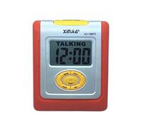 Reloj despertador digital con pantalla LCD de habla española para una visión ciega o baja con gran visualización de tiempo y voz de conversación por pérdida, Anaranjado