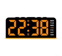 Reloj despertador digital con pantalla LED extra grande, fecha, semana, temperatura y formato de 12/24 horas (iluminación naranja)