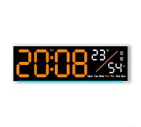 Reloj despertador digital con pantalla LED, función de lectura de temperatura, fecha, semana y ajuste de brillo de 10 pasos para cualquier configuración de habitación (blanco + naranja)