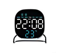Reloj despertador digital con pantalla LED, modo dual para bucle de hora y fecha, brillo ajustable, temporizador de cuenta regresiva de hasta 24 horas, visualización de temperatura F/C, soporte