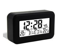 Reloj Despertador Digital, con Temperatura, Retroiluminación, Fecha y Día de la Semana, 12/24 Horas, Función Snooze y Alarma, para Dormitorio, Hogar, Escritorio y Viajes, Negro