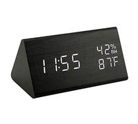 Reloj despertador digital con vibración de madera para personas que duermen pesadamente, para adultos, para personas que duermen pesadamente, agitador de cama, inteligente digital fuerte (negro, talla