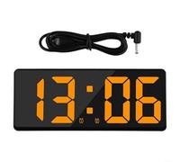 Reloj despertador digital de control de voz con acabado de espejo y pantalla de temperatura ambiente (amarillo)