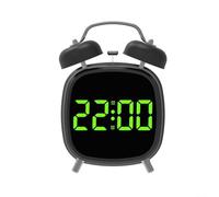 Reloj despertador digital de doble campana, timbre mecánico fuerte para personas que duermen mucho, reloj LED silencioso con estilo retro, alimentado por USB, escritorio sin tictac para oficina en