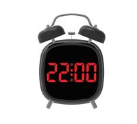 Reloj despertador digital de doble campana, timbre mecánico fuerte para personas que duermen mucho, reloj LED silencioso con estilo retro, alimentado por USB, escritorio sin tictac para oficina en