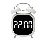 Reloj despertador digital de doble campana, timbre mecánico fuerte para personas que duermen mucho, reloj LED silencioso con estilo retro, alimentado por USB, escritorio sin tictac para oficina en