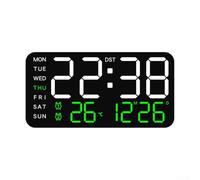 Reloj despertador digital de doble funcionalidad con visualización fácil de leer de tiempo y temperatura; complemento perfecto para la configuración de tu oficina en casa (negro y verde)