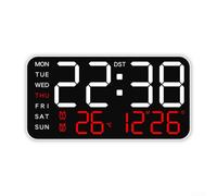Reloj despertador digital de doble funcionalidad con visualización fácil de leer de tiempo y temperatura; complemento perfecto para la configuración de tu oficina en casa (blanco y rojo)