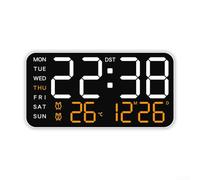 Reloj despertador digital de doble funcionalidad con visualización fácil de leer de tiempo y temperatura; complemento perfecto para la configuración de tu oficina en casa (blanco y naranja)