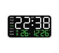 Reloj despertador digital de doble funcionalidad con visualización fácil de leer de tiempo y temperatura; complemento perfecto para la configuración de tu oficina en casa (blanco y verde)