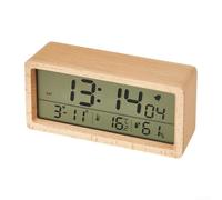 Reloj despertador digital de madera con pantalla LED con hora, fecha, temperatura, lecturas de humedad, activación de retroiluminación y modo de repetición, formato de 12/24 horas para uso diario