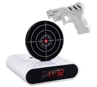 Reloj despertador digital de pistola y objetivo con juego de disparos de pistola, temporizador de disparo, interactivo, pantalla LED personalizada, mesita de noche, Ki-ds para adultos, regalo