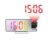 Reloj despertador digital de proyección con pantalla ajustable multiángulo, sensor de temperatura y pantalla LED verde grande, proyector de tiempo de techo o pared para decoración de dormitorio y