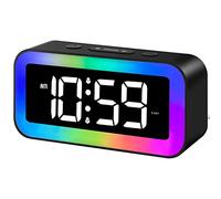 Reloj Despertador Digital, Despertadores Digitales Infantil con Luz RGB, Reloj Mesita De Noche para Niños Adultos, con Alarma Doble, Snooze, Brillo Regulable, Sonido Inteligente Activación, 12/24H