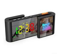 Reloj despertador digital fuerte con diversión para patrones RGB, perfecto para estilos de vida ocupados y para personas que duermen mucho (cachorros negro)