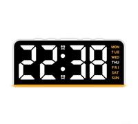 Reloj despertador digital funcional con luz nocturna y pantalla de temperatura, para uso familiar, función de repetición suave para dormir extra (W-naranja)