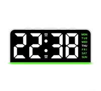 Reloj despertador digital funcional con luz nocturna y pantalla de temperatura, para uso familiar, función de repetición suave para dormir extra (W-verde)