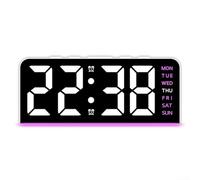 Reloj despertador digital funcional con luz nocturna y pantalla de temperatura, para uso familiar, función de repetición suave para dormir extra (W-rosa)