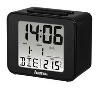 Hama Reloj despertador digital Cube – alarma, calendario, termómetro, pilas – Negro