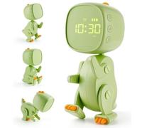 Reloj Despertador Digital Infantil,Reloj Despertador para niños con Ajustables 3 juegos de alarma,funciones de Repetición,Luz Nocturna para Entrenamiento de Sueño,Despertador Dino de Forma Variable