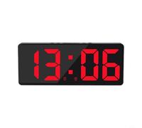 Reloj despertador digital inteligente con pantalla de espejo, control de voz y función de temperatura para una mejor rutina matutina (rojo)