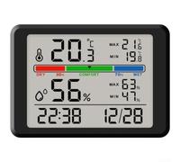 Reloj despertador digital LCD magnético ultra delgado de 10 mm con fecha, temperatura, humedad, función de repetición de retroiluminación suave para montaje en pared del refrigerador del hogar (negro