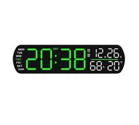 Reloj despertador digital LED completo con lecturas de hora, fecha, temperatura y humedad; incluye alarmas dobles y brillo ajustable (verdeB)