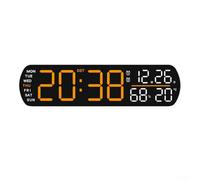 Reloj despertador digital LED completo con lecturas de hora, fecha, temperatura y humedad; incluye alarmas dobles y brillo ajustable (amarillo B)