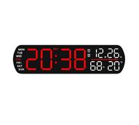 Reloj despertador digital LED completo con lecturas de hora, fecha, temperatura y humedad; incluye alarmas dobles y brillo ajustable (rojoB)
