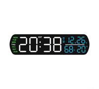 Reloj despertador digital LED completo con lecturas de hora, fecha, temperatura y humedad; incluye alarmas dobles y brillo ajustable (blanco)