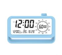 Reloj despertador digital LED con batería recargable por USB, pantalla LCD retroiluminada con brillo ajustable, alarmas triples y temporizador de cuenta regresiva, escritorio silencioso sin tictac