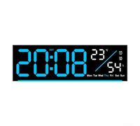 Reloj despertador digital LED con diseño de montaje en pared/mesa, lectura de temperatura, soporte de unidad dual y temporizador de cuenta regresiva de 99 minutos para gestión diaria del tiempo (azul)