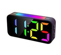 Reloj despertador digital LED con iluminación RGB, configuración de alarma dual, función de repetición y ajuste de brillo de pantalla de 5 pasos (caracteres blancos)