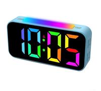 Reloj despertador digital LED con iluminación RGB, configuración de alarma dual, función de repetición y ajuste de brillo de pantalla de 5 pasos (azul)
